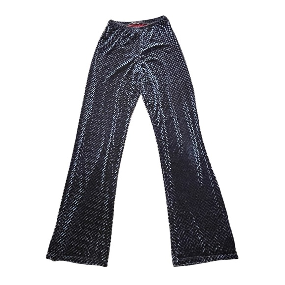 Carushka Teal Velvet Stretch Pants Crushed Velvet Wide Leg Legging Style Mermaid - Picture 13 of 13